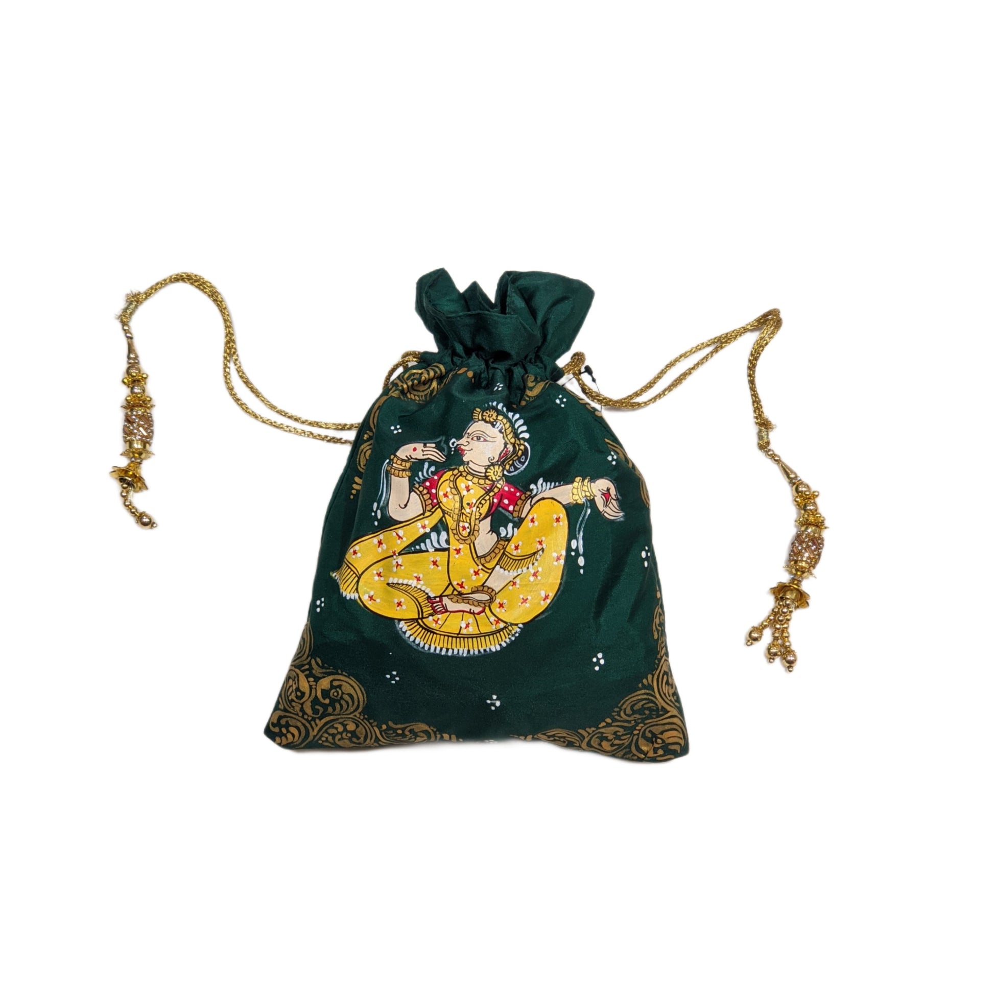 Green Nartaki Pattachitra Potli Bag