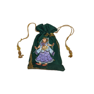 Green Nartaki Pattachitra Potli Bag