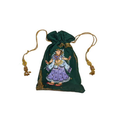 Green Nartaki Pattachitra Potli Bag