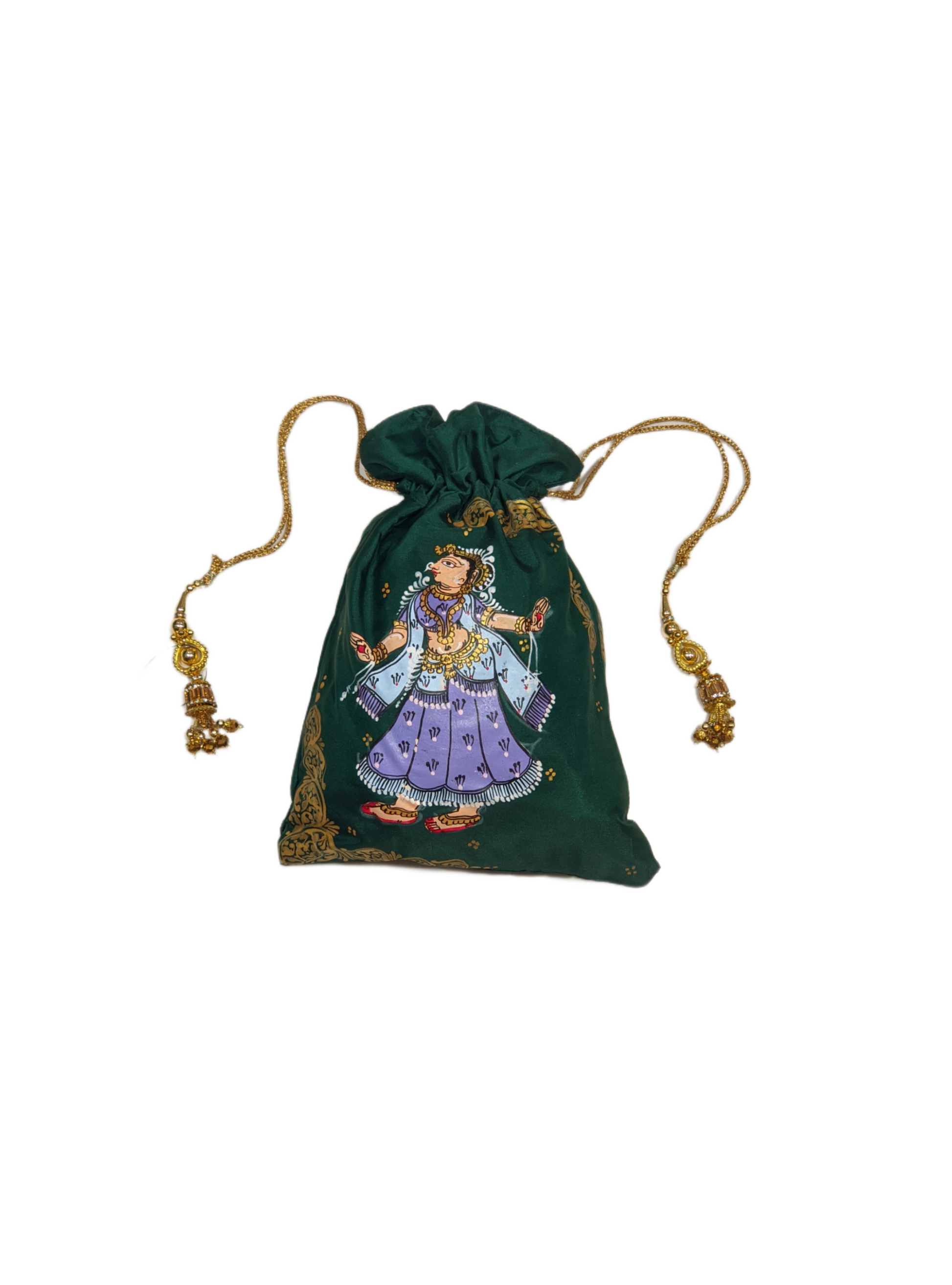 Green Nartaki Pattachitra Potli Bag