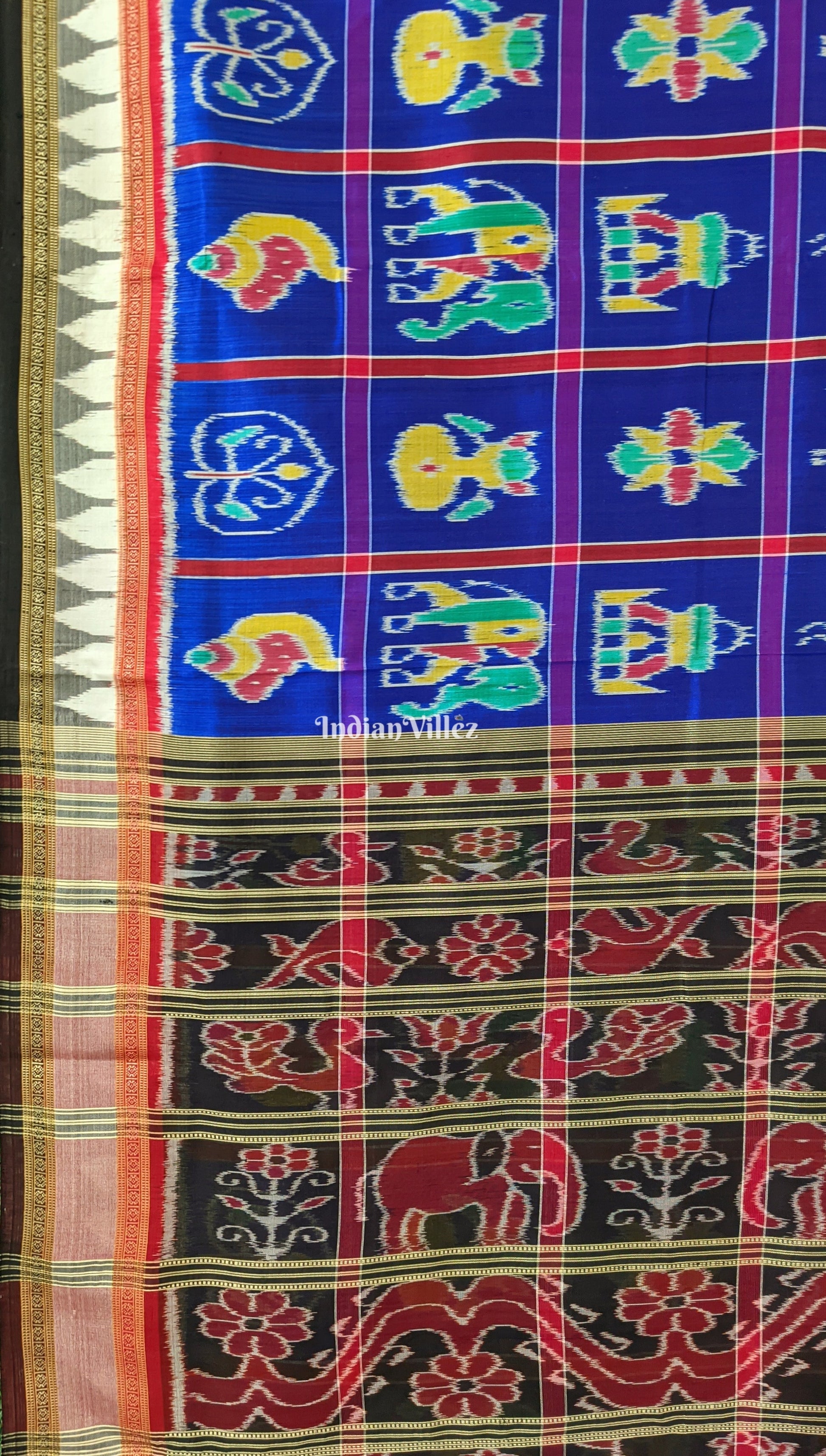 Blue Nabakothi Khandua Silk Pata Saree