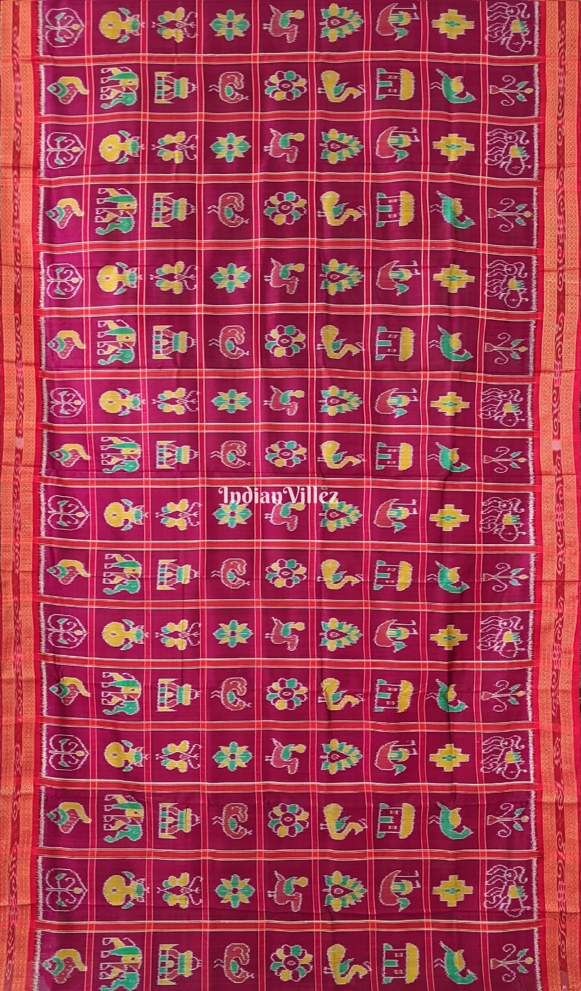 Rani Pink Nabakothi Theme With Doli Barat Anchal Nabakothi Khandua Silk Saree