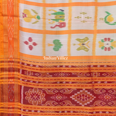 White Yellow Nabakothi Khandua Silk Pata Saree