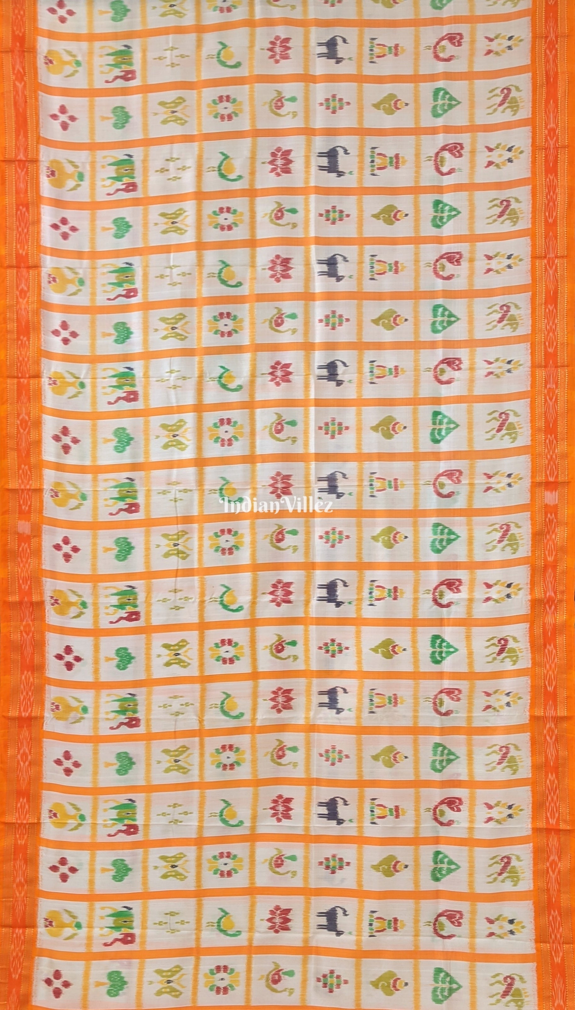 White Yellow Nabakothi Khandua Silk Pata Saree