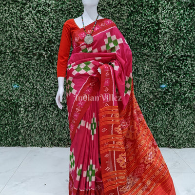 Rani Red Pasapali Border Designer Contemporary Silk Saree
