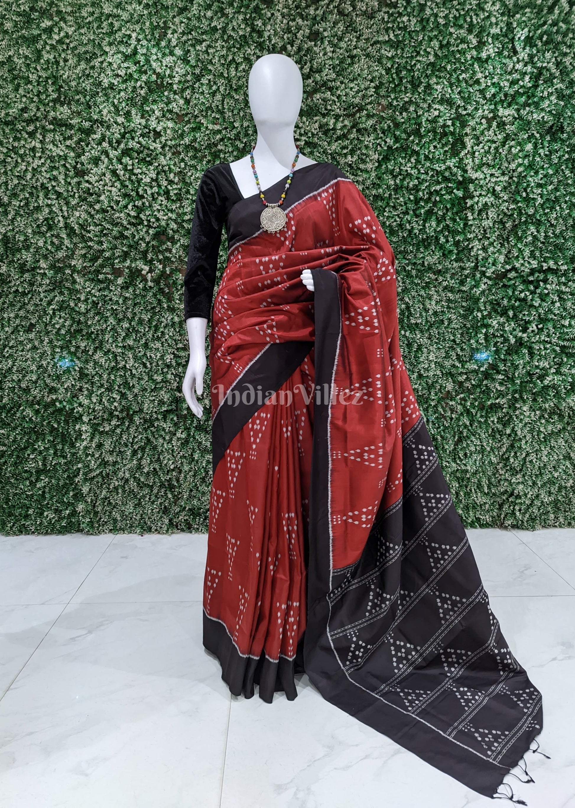 Maroon Jhoti Odisha Handloom Contemporary Silk Saree