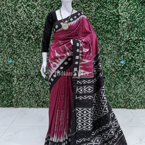 Purple Black Odisha Ikat Contemporary Silk Saree