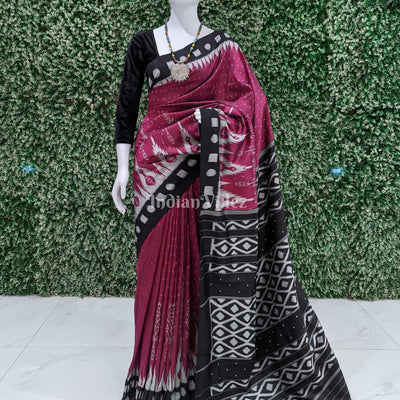 Purple Black Odisha Ikat Contemporary Silk Saree