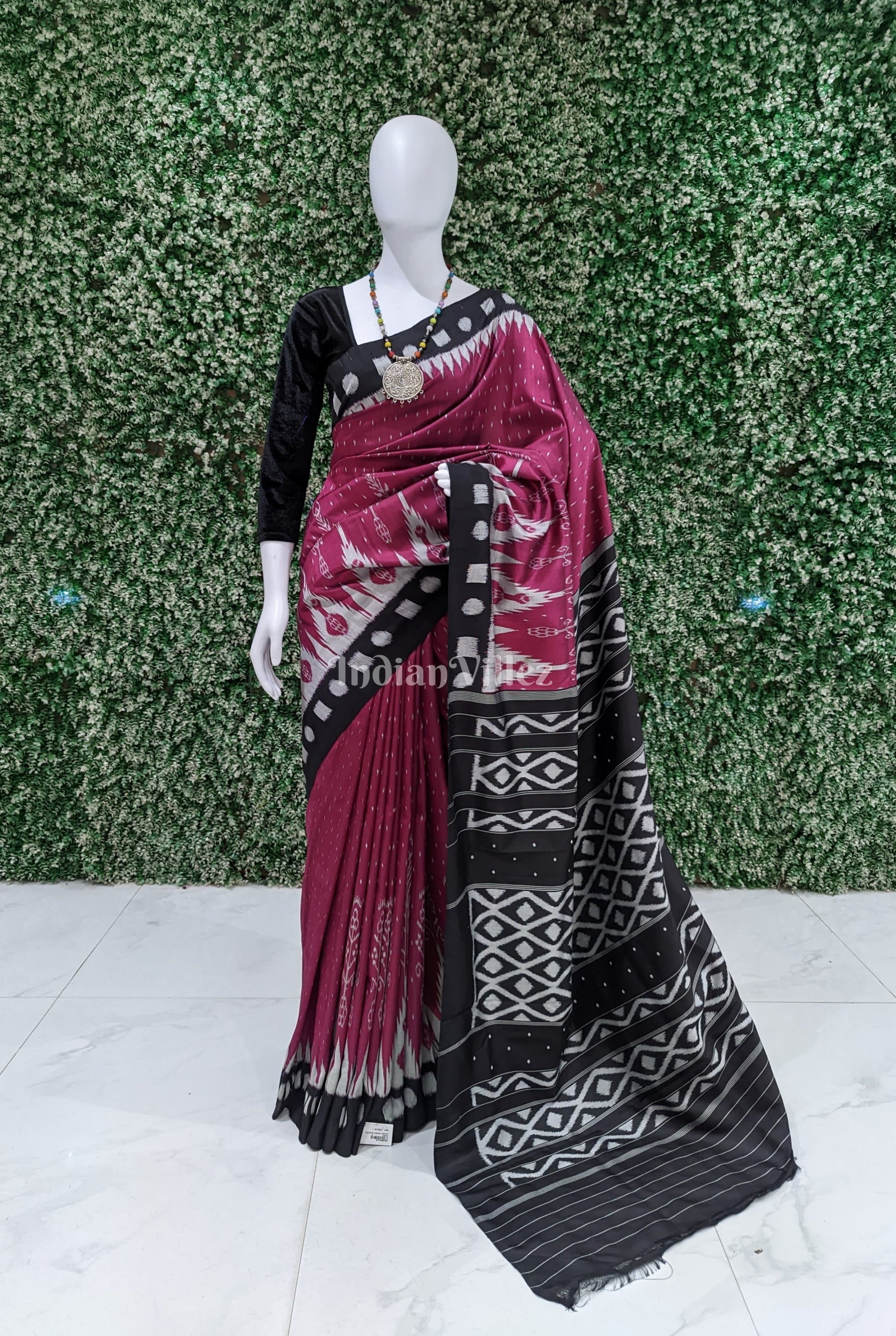 Purple Black Odisha Ikat Contemporary Silk Saree