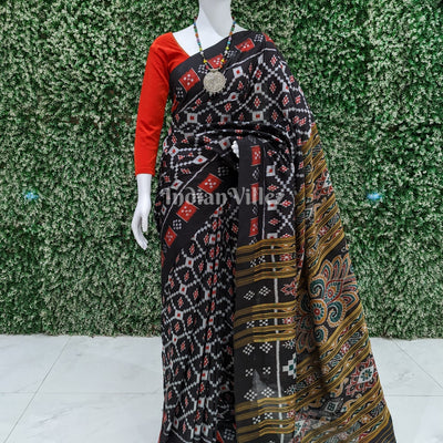 Black Red Pasapali Border Designer Contemporary Silk Saree