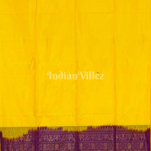 Yellow With Purple Pure Kanjivaram Soft Silk Saree