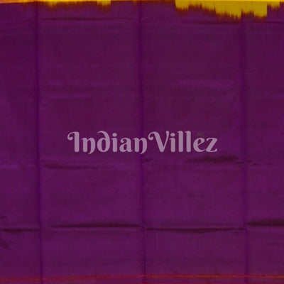 Yellow With Purple Pure Kanjivaram Soft Silk Saree