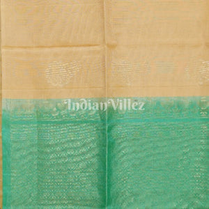 Sea Green With Beige Pure Kanjivaram Soft Silk Saree