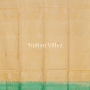 Sea Green With Beige Pure Kanjivaram Soft Silk Saree