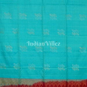 Sky With Maroon Pure Kanjivaram Soft Silk Saree