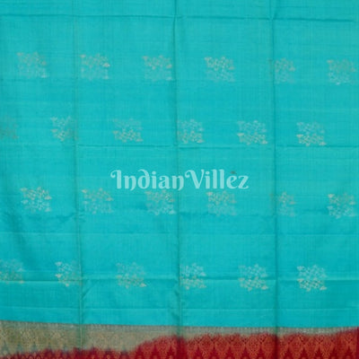 Sky With Maroon Pure Kanjivaram Soft Silk Saree