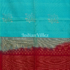 Sky With Maroon Pure Kanjivaram Soft Silk Saree