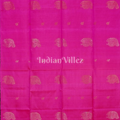 Pink With Lavender Pure Kanjivaram Soft Silk Saree