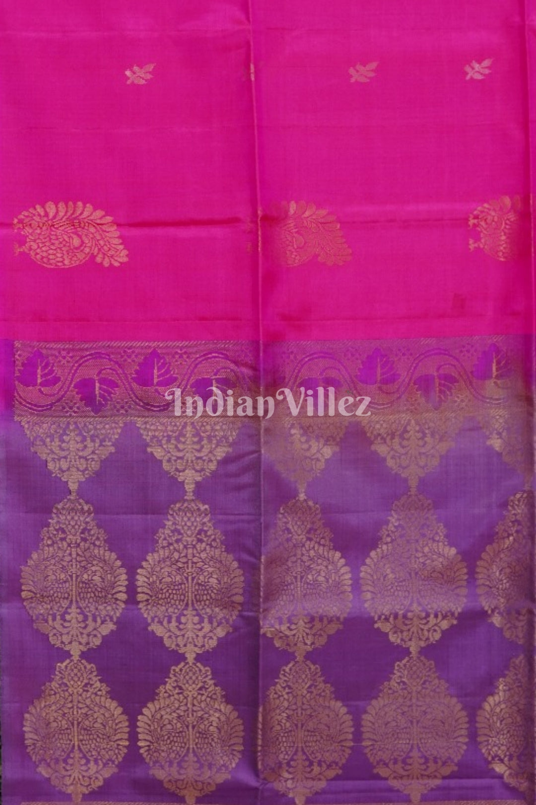Pink With Lavender Pure Kanjivaram Soft Silk Saree