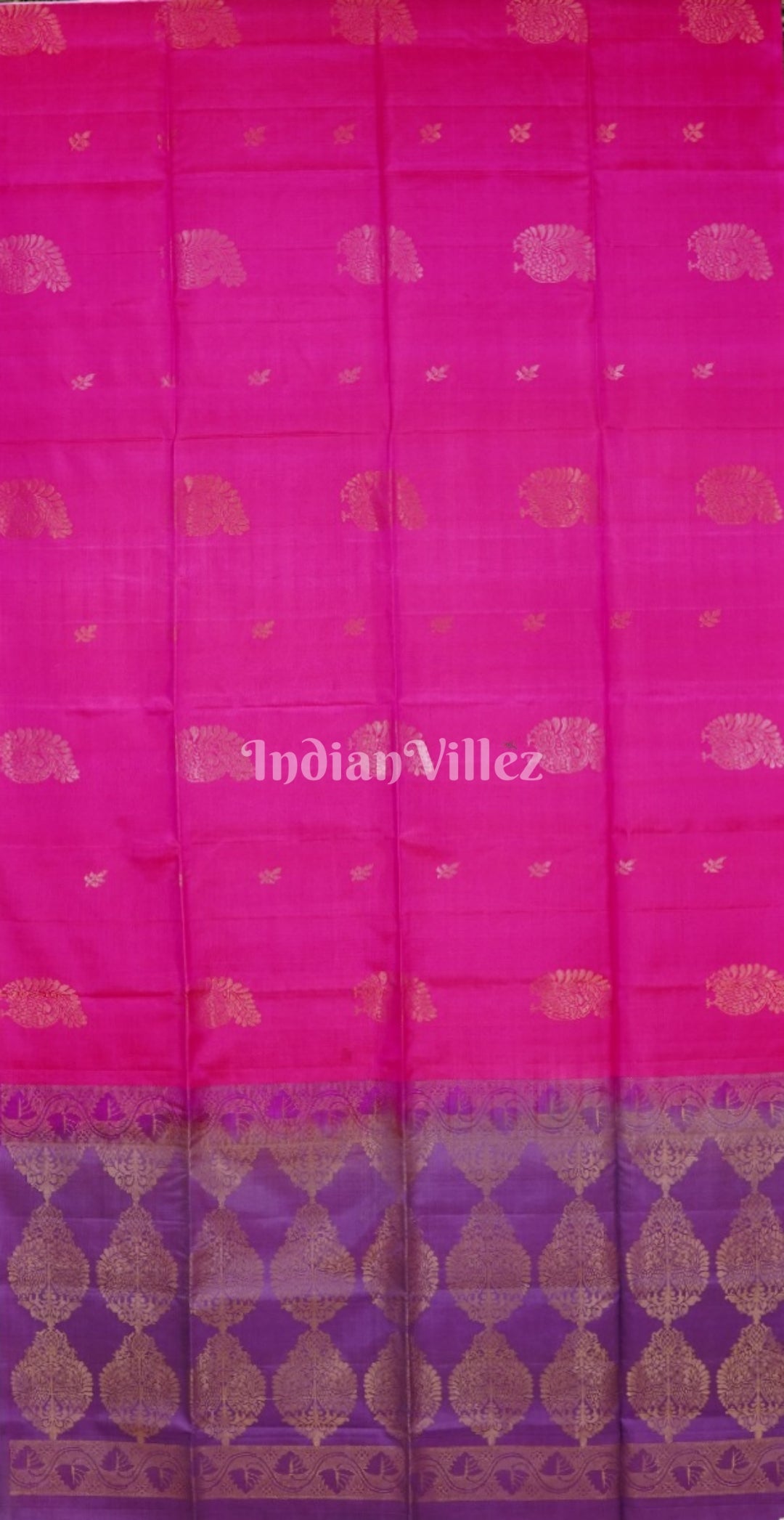 Pink With Lavender Pure Kanjivaram Soft Silk Saree
