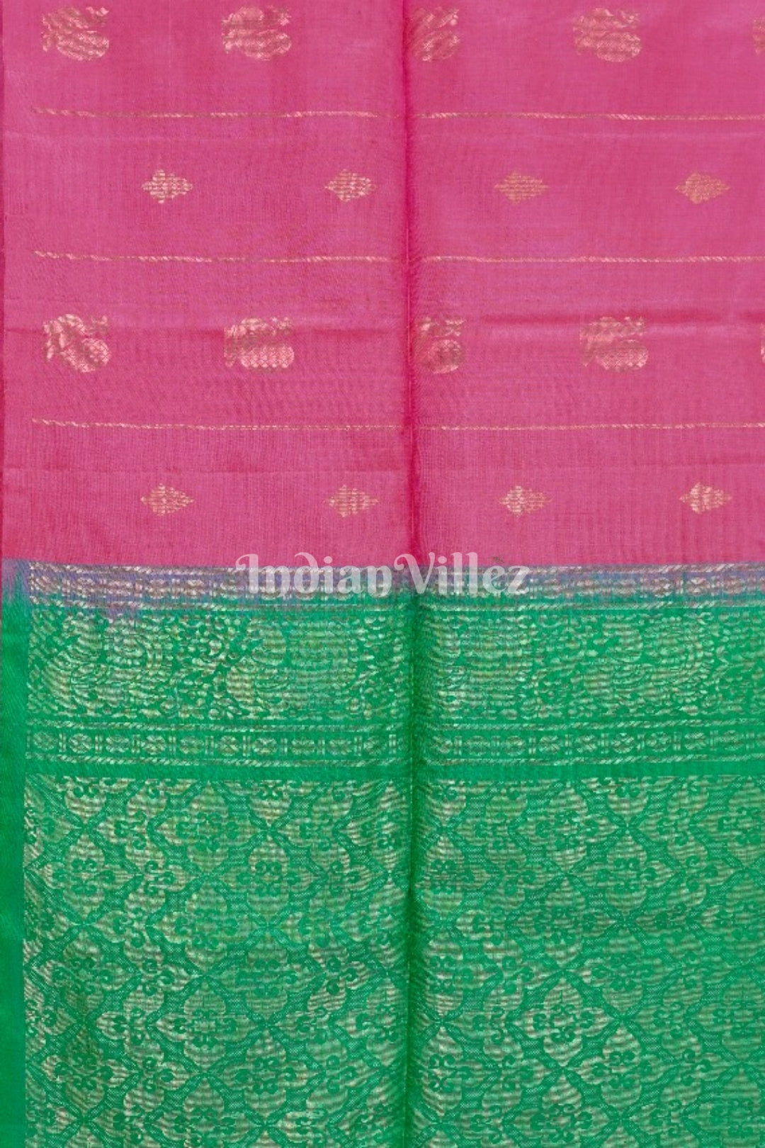 Pink With Green Pure Kanjivaram Soft Silk Saree