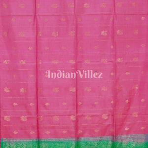 Pink With Green Pure Kanjivaram Soft Silk Saree