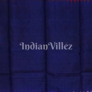 Red With Blue Pure Kanjivaram Soft Silk Saree