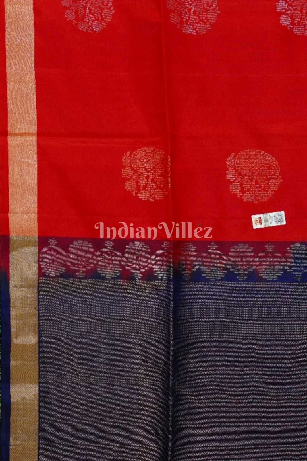 Red With Blue Pure Kanjivaram Soft Silk Saree