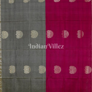Wine With Grey Pure Kanjivaram Soft Silk Saree