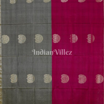 Wine With Grey Pure Kanjivaram Soft Silk Saree