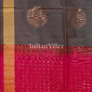 Pink With Grey Pure Kanjivaram Soft Silk Saree