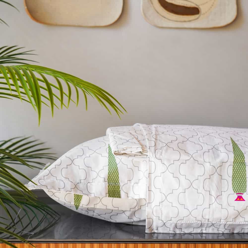 Regal Collection - Breathable 200 TC 100% Pure Cotton Single Bedsheet with Pillow Cover, Pinewood Grey Green