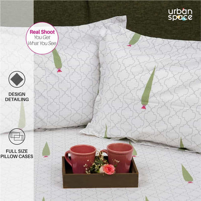 Regal Collection - Breathable 200 TC 100% Pure Cotton Single Bedsheet with Pillow Cover, Pinewood Grey Green