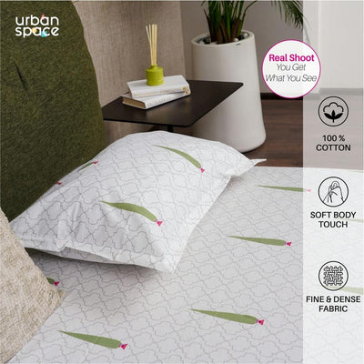 Regal Collection - Breathable 200 TC 100% Pure Cotton Single Bedsheet with Pillow Cover, Pinewood Grey Green