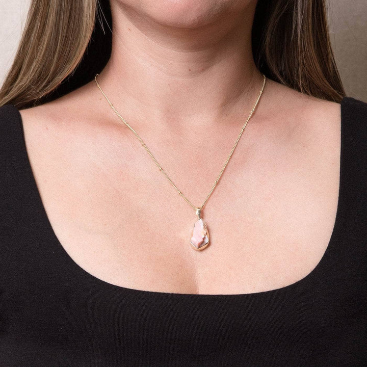 Pink Opal Raw Crystal Necklace