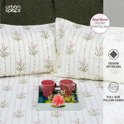 Serene Collection - Breathable 200 TC 100% Pure Cotton Single Bedsheet with Pillow Cover, Sedum Pink