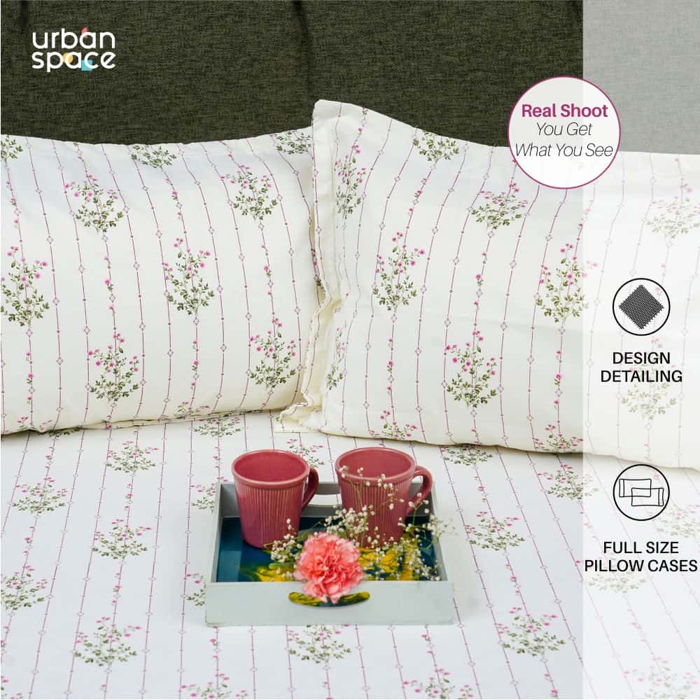Fitted King Size Cotton Bedsheet - Sedum Pink
