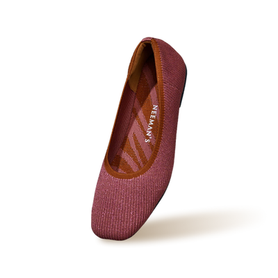 Metallic Square Flats : Pink