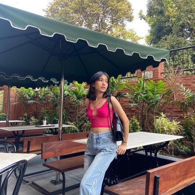 Pink Mesh Tank Top