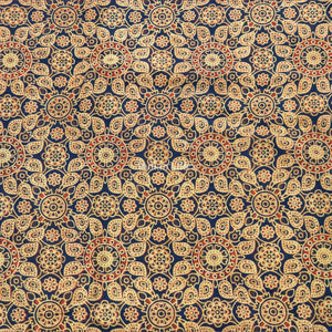 Blue Multicolored Floral Hand Block Printed Cotton Fabric