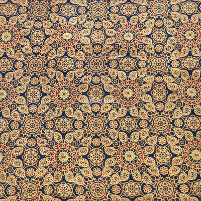 Blue Multicolored Floral Hand Block Printed Cotton Fabric