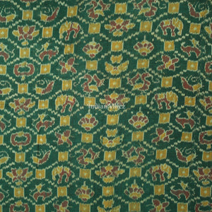 Green Mix Color Elephant Design Sambalpuri Ikat Cotton Fabric