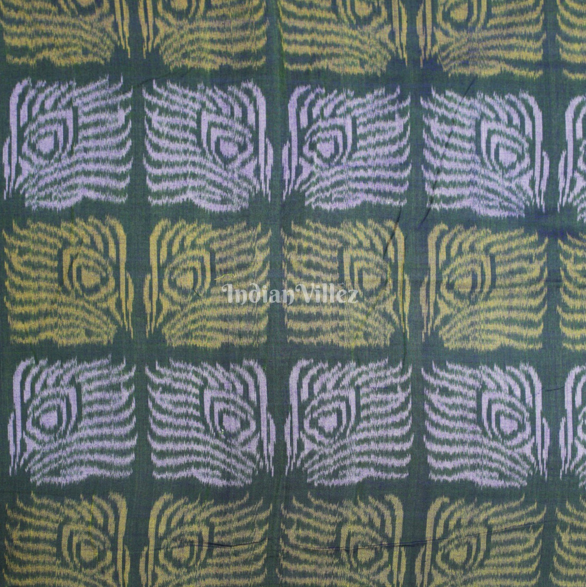 White Yellow Design Sambalpuri Ikat Cotton Fabric