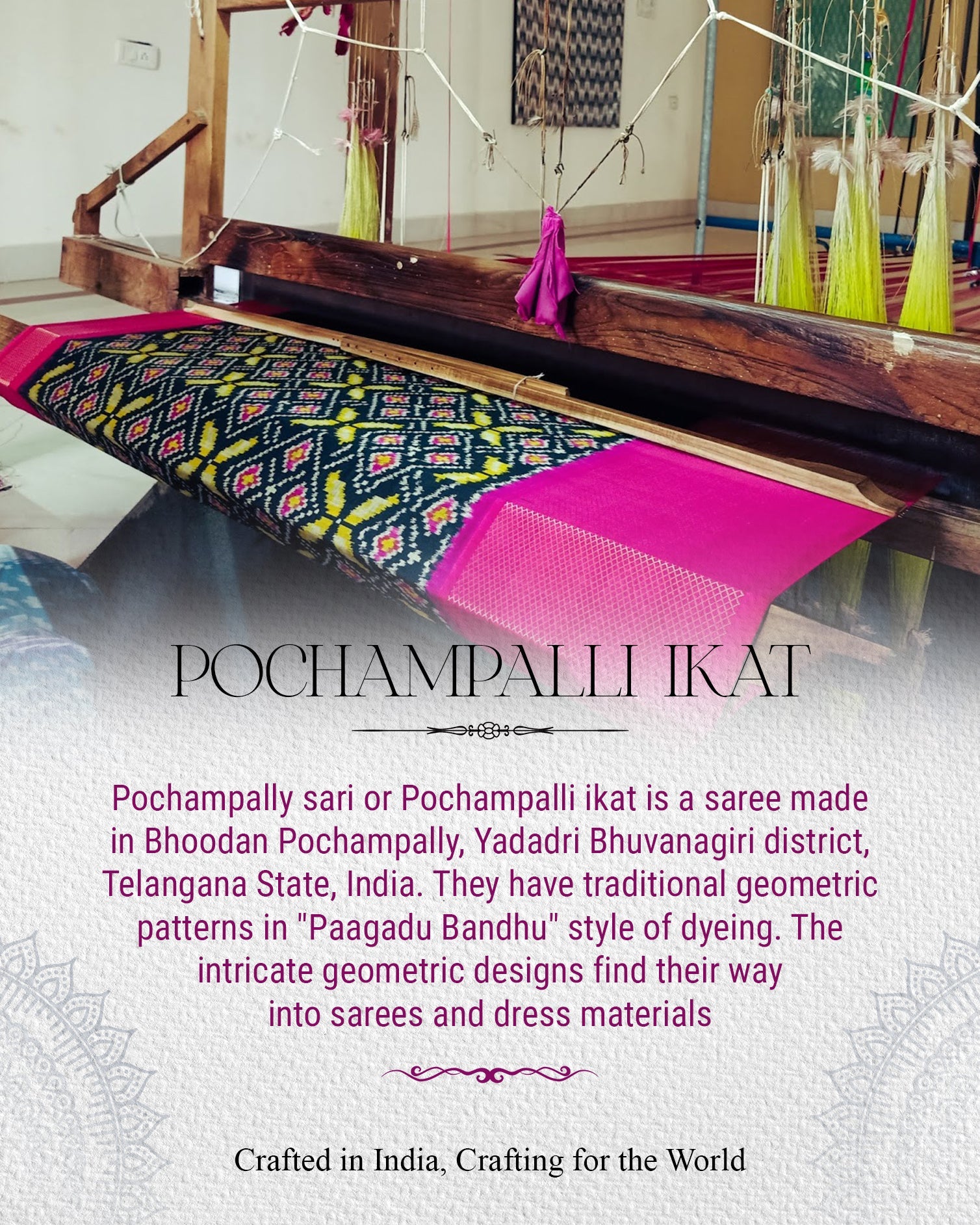 Black Green Silk Handloom Pochampally Ikat Saree