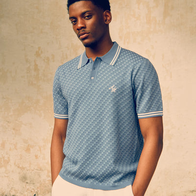Alma De Ace Rivea Knitted Blue Polo Shirt