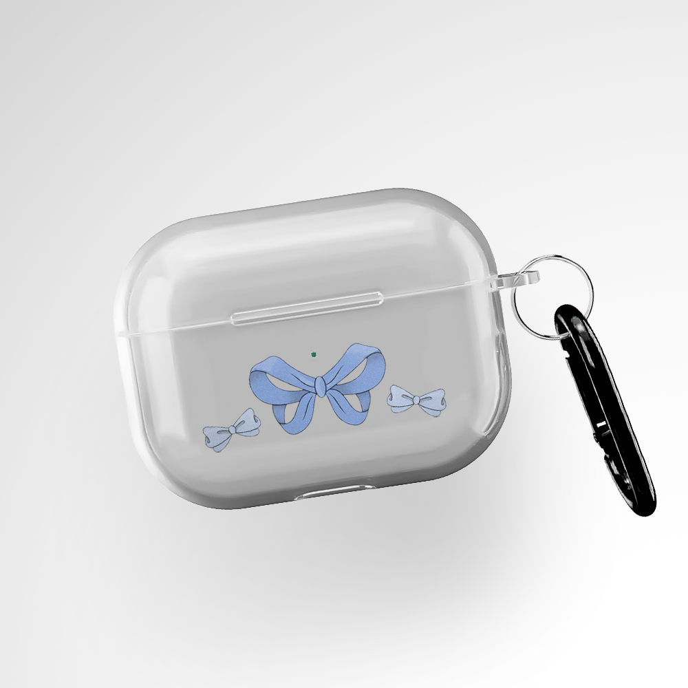 Baby Blue Bow Clear Airpods Pro 2 Case Covers