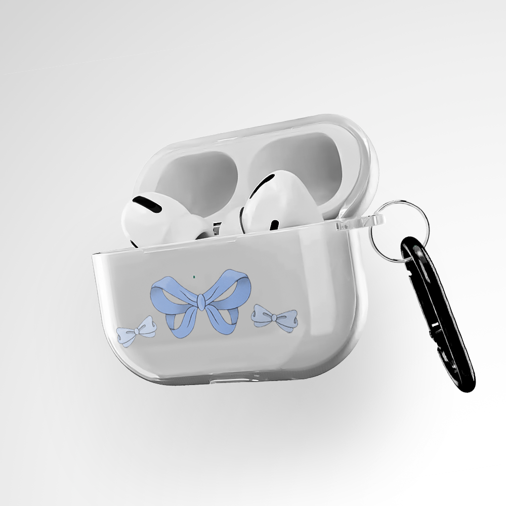 Baby Blue Bow Clear Airpods Pro 2 Case Covers