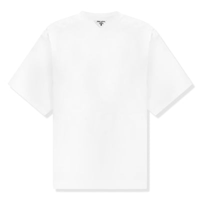 Prada Cotton Triangle Logo Print White T Shirt