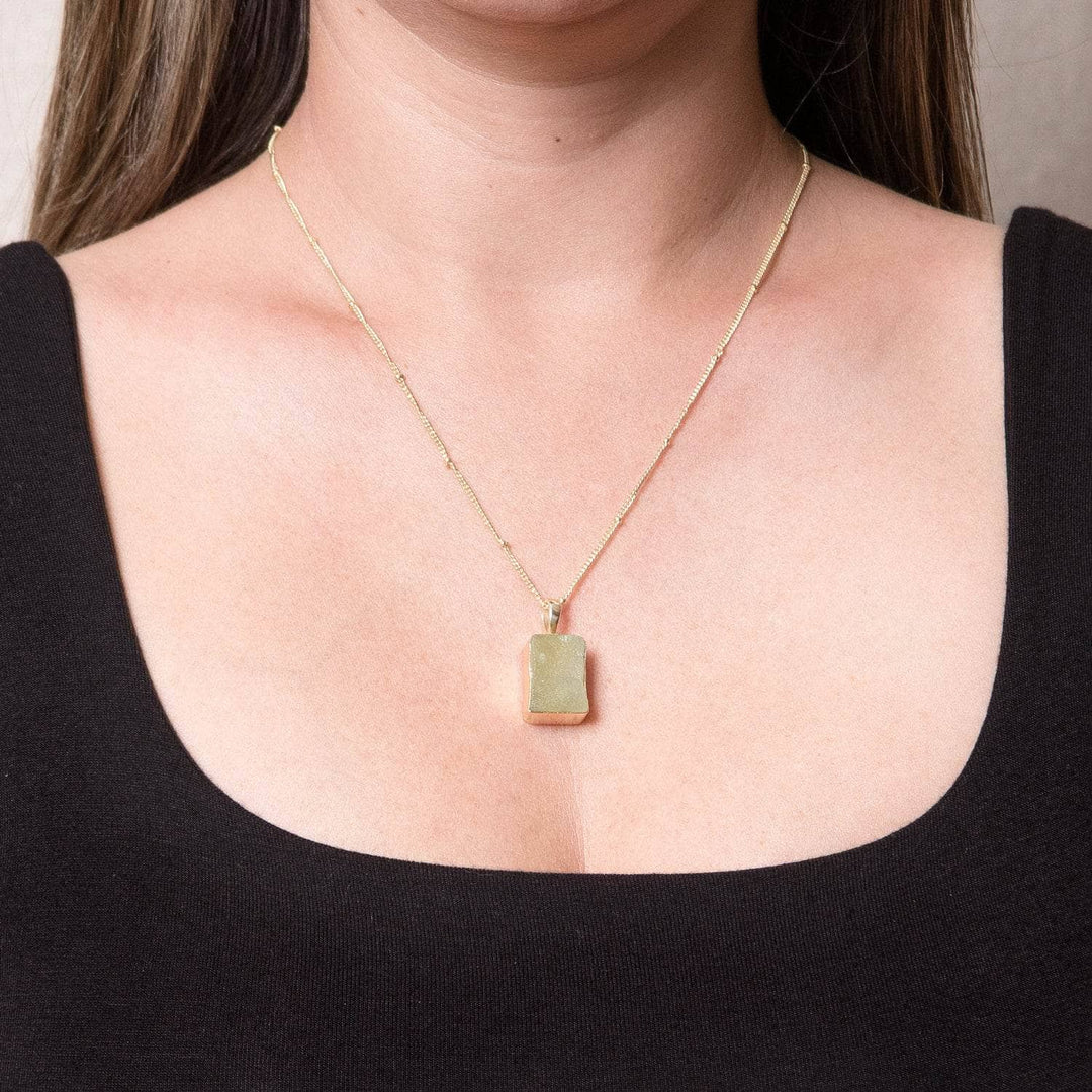 Prehnite Raw Crystal Necklace