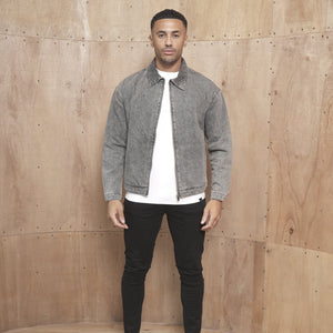 CAPO Washed Black Zip-Up Denim Jacket